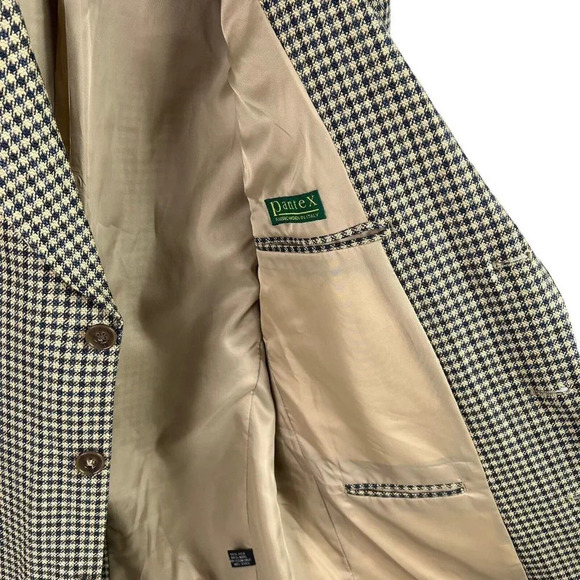 Club Room Pantex Silk Wool Blend Mens 42R Blazer Jacket Coat Brown Blue Gingham - Picture 7 of 11